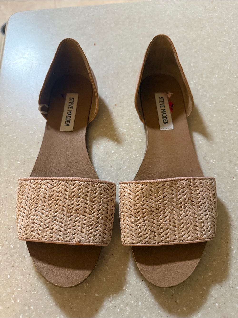Steve Madden Braided Tan Open-Toe Slide Sandals